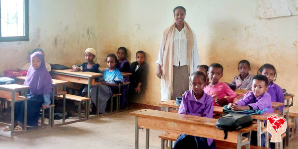 bambini a scuola in Etiopia